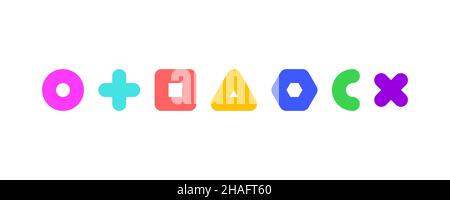 Transformation symbol. Geometric abstract shapes. Simple business logo. Transform icon. Vector minimal pictogram with circle, triangle, square Stock Vector