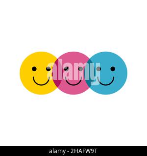 Smiling faces concept. Happy face icon. Rating sign. Friends logo Stock Vector