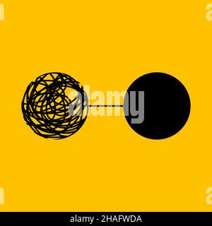 Tangled and untangled circles. Coach logo. Change concept Stock Vector