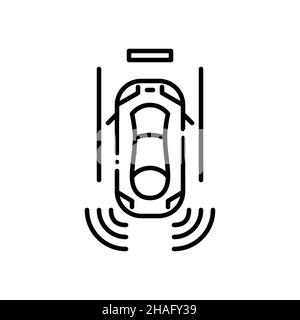 Smart sensor assisted car parking. Pixel perfect, editable stroke icon Stock Vector