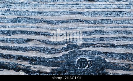 Wood paint blue texture. Abstract background for natural design. Aged materials with streaks of gray wood. The worn structure of oak, pine boards. hor Stock Photo