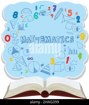 Doodle math formula with Mathematics font illustration Stock Vector