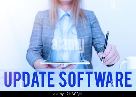 Inspiration showing sign Update Software. Conceptual photo replacing program with a newer version of same product Displaying New Smartphone Technology Stock Photo