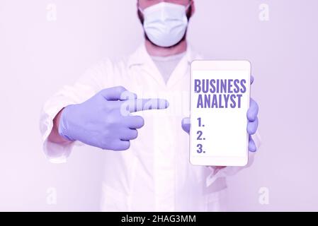Conceptual caption Business Analyst. Concept meaning someone who analyzes big organization or website domain Research Scientist Presenting New Stock Photo