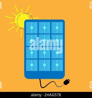Portable Solar Panels for leisure battery - vector illustrations Stock Vector