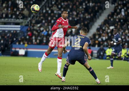 Jean Lucas of Monaco during the French championship Ligue 1 football match between Paris Saint-Germain (PSG) and AS Monaco (ASM) on December 12, 2021 at Parc des Princes stadium in Paris, France - Photo: Jean Catuffe/DPPI/LiveMedia Stock Photo