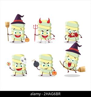 Halloween expression emoticons with cartoon character of yellow marshmallow twist. Vector illustration Stock Vector