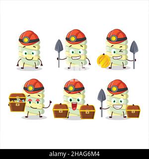 miners yellow marshmallow twist cute mascot character wearing helmet. Vector illustration Stock Vector