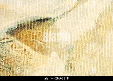 Abstract art background light beige and cream colors. Watercolor painting on canvas with pearl gradient. Fragment of artwork on paper with wavy patter Stock Photo