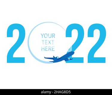 New Year concept - airplane left a trace in the form of zero in 2022 Stock Vector