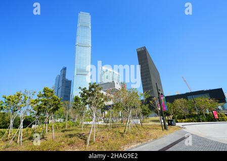 M+ Museum in West Kowloon Cultural District, Hong Kong. The museum specializing in Hong Kong, Chinese, and Asian contemporary art. Stock Photo