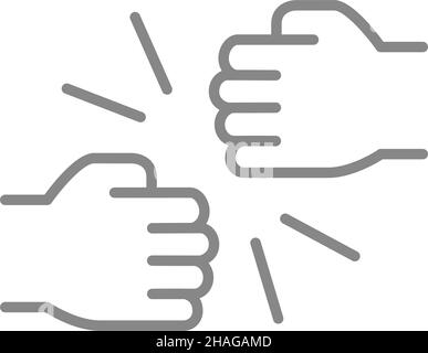 Fist bump line icon. Handshake, partnership symbol Stock Vector
