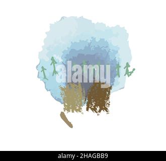 Abstraction. The problem of overpopulation of the earth. There are many people on a piece of land. Vector illustration Stock Vector
