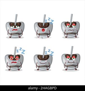 Cartoon character of white sugar candy with sleepy expression. Vector illustration Stock Vector