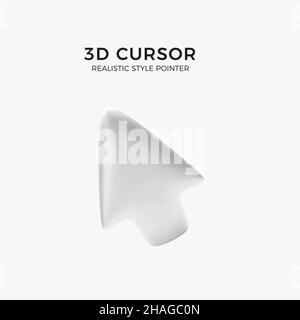 White arrow. Computer pointer or mouse cursor. White volume left arrow isolated on white background. Vector illustration Stock Vector