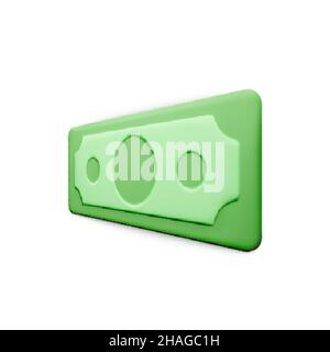 Green dollar icon. Paper dollar bill. Cartoon money isolated on white background. Vector illustration Stock Vector