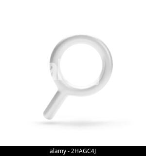 Metal silver magnifier. 3d volume lens icon. Realistic vector illustration Stock Vector