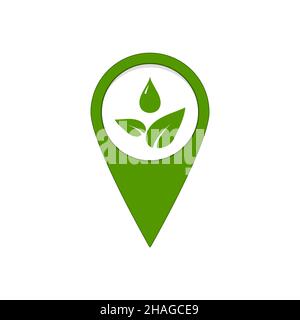 Eco location green map pin with leaf and drop Stock Vector