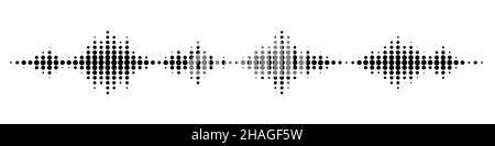Black waves equalizer with dots halftone effect Stock Vector