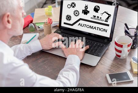 Automation concept shown on a laptop screen Stock Photo