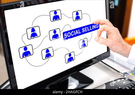 Social selling concept shown on a computer screen Stock Photo