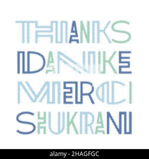 Modern color lettering Thanks Danke Merci Shukran Stock Vector