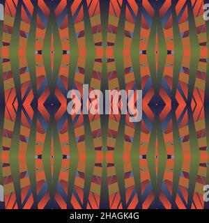 Geometric tile Floral patchwork seamless pattern vector illustration Gradient green blue red colors Fashion abstract lines graphic design background S Stock Vector