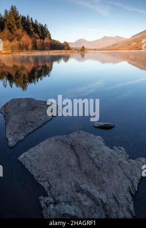 Reflections in Llyn Mymbyr, Snowdonia, North Wales Stock Photo