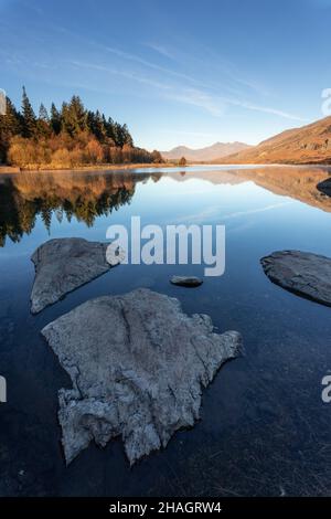 Reflections in Llyn Mymbyr, Snowdonia, North Wales Stock Photo