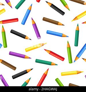 Seamless pattern with pencils. Painter tools and materials. Art supplies for creativity. Stock Vector