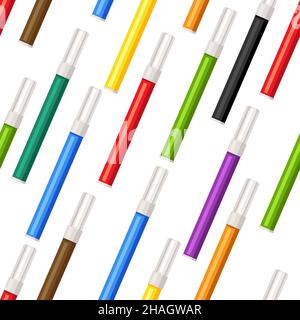 Seamless pattern with markers. Painter tools and materials. Art supplies for creativity. Stock Vector