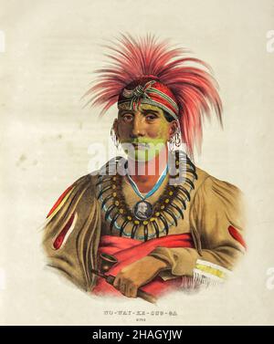 NO-WAY-KE-SUG-GA. OTOE from the book ' History of the Indian Tribes of North America with biographical sketches and anecdotes of the principal chiefs. ' Volume 3 of 3 by Thomas Loraine,McKenney, and James Hall Esq. Published in 1844 Painted by Charles Bird King Stock Photo