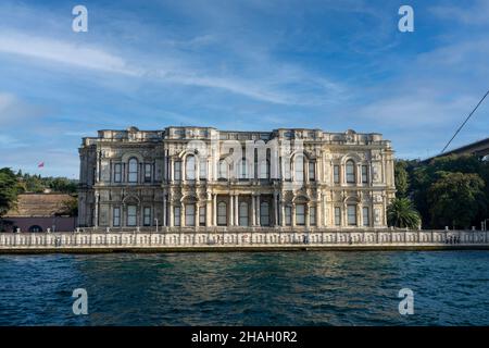 Front view of Beylerbeyi Palace on a sunny day in Istanbul, Turkey. Stock Photo