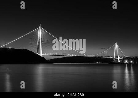 Yavuz Sultan Selim Bridge night exposure, İstanbul, Turkey Stock Photo