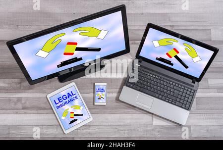 Legal protection concept shown on different information technology devices Stock Photo