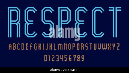 Set of alphabets font letters and numbers modern abstract design with lines vector illustration Stock Vector