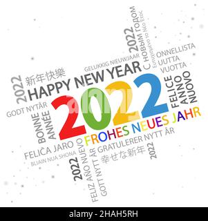 eps vector file with word cloud with new year 2022 greetings and white background Stock Vector