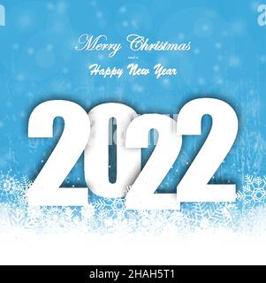 background with snow fall and greetings for christmas and New Year 2022 Stock Vector