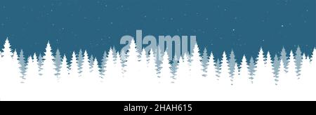 EPS 10 vector file showing christmas time nature landscape background with snow fields, firs and colored background Stock Vector