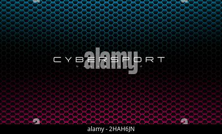 CYBERSPORT abstract background with neon colors and pattern of hexagons. Vivid gradient banner with geometric pattern. Esports concept. Design for Stock Vector