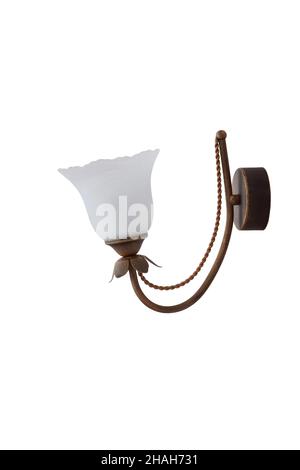 A vintage electric wall light that does not glow on a white clipping background close-up Stock Photo