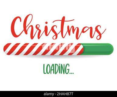 Christmas Loading - Calligraphy phrase for Christmas. Hand drawn lettering for Xmas greetings cards, invitations. Good for t-shirt, mug, scrap booking Stock Vector