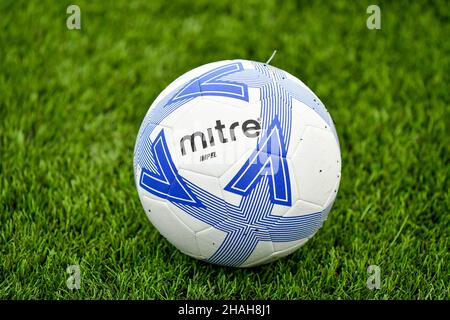 Neath, UK. 12th Dec, 2021. A Mitre Impel football used in the Genero Adran South match between Briton Ferry Llansawel Ladies and Merthyr Town Women at Neath Sports Centre in Neath, Wales, UK on 12, December 2021. Credit: Duncan Thomas/Majestic Media. Credit: Majestic Media Ltd/Alamy Live News Stock Photo