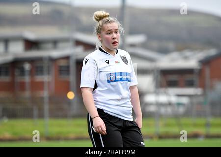 Neath, UK. 12th Dec, 2021. Jess Pascoe of Merthyr Town Women during the Genero Adran South match between Briton Ferry Llansawel Ladies and Merthyr Town Women at Neath Sports Centre in Neath, Wales, UK on 12, December 2021. Credit: Duncan Thomas/Majestic Media. Credit: Majestic Media Ltd/Alamy Live News Stock Photo