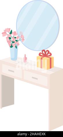 Dresser cabinet with decorations semi flat color vector object Stock Vector