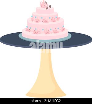 Wedding cake on stand semi flat color vector object Stock Vector