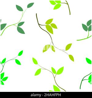 seamless green leaves tree on white background Stock Vector