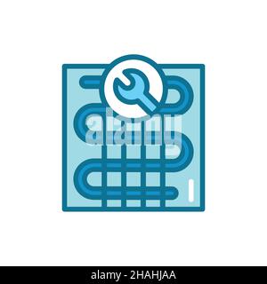 Repair underfloor heating color line icon. Handyman service. Isolated vector element. Outline pictogram for web page, mobile app, promo Stock Vector