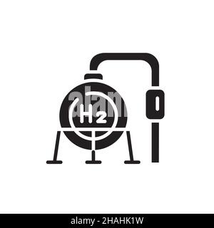 Storage H2 color line icon. Hydrogen energy. Isolated vector element. Outline pictogram for web page, mobile app, promo Stock Vector