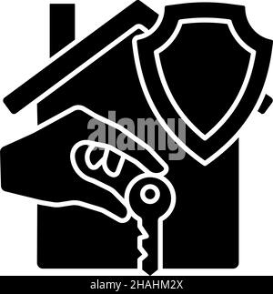 Renters insurance black glyph icon Stock Vector